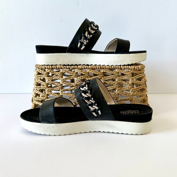 Karl Lagerfeld Paris Slip On Black Leather Sandals, Meslay, Size 8, EUC! - Picture 8 of 14